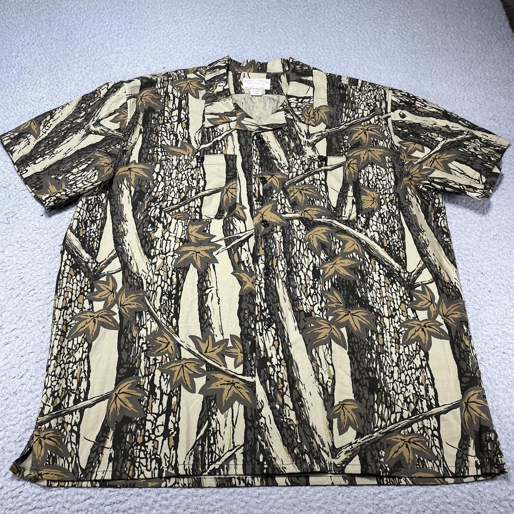Filson Shirt Mens 2XL Brown Maple Bark Camo Short Sleeve Button Front Hunting
